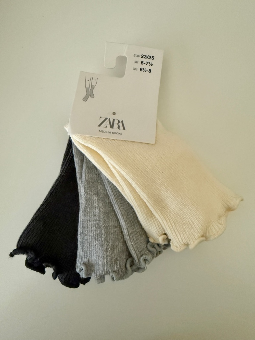 NWT Zara Toddler Set of 3 Socks, Sz EUR 23/25 US 6.5-8